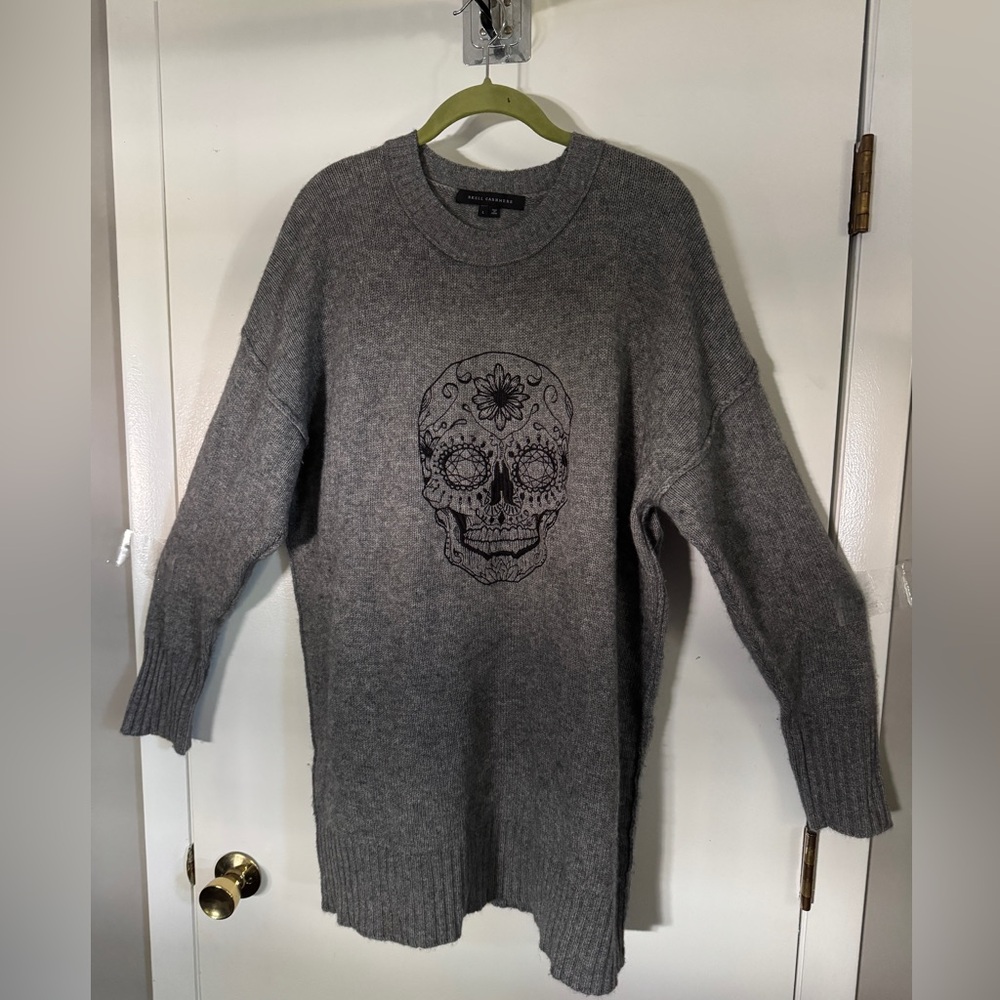 Skull Cashmere Charcoal Knit Pullover, Sz L
